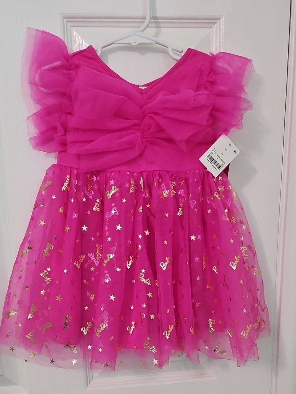 Pink Barbie Tulle Dress with Gold Stars 2T NWT